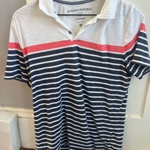 Banana Republic Men's Polo - White, Navy, Coral